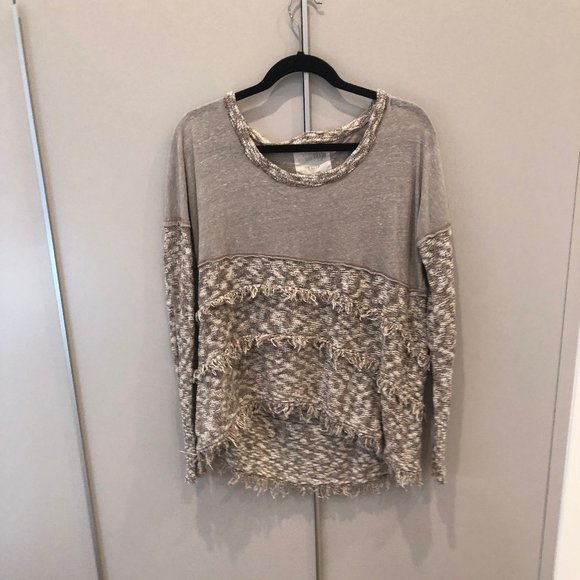 FREE PEOPLE Grey/Tan Sweater HOST PICK!!! - Picture 2 of 6